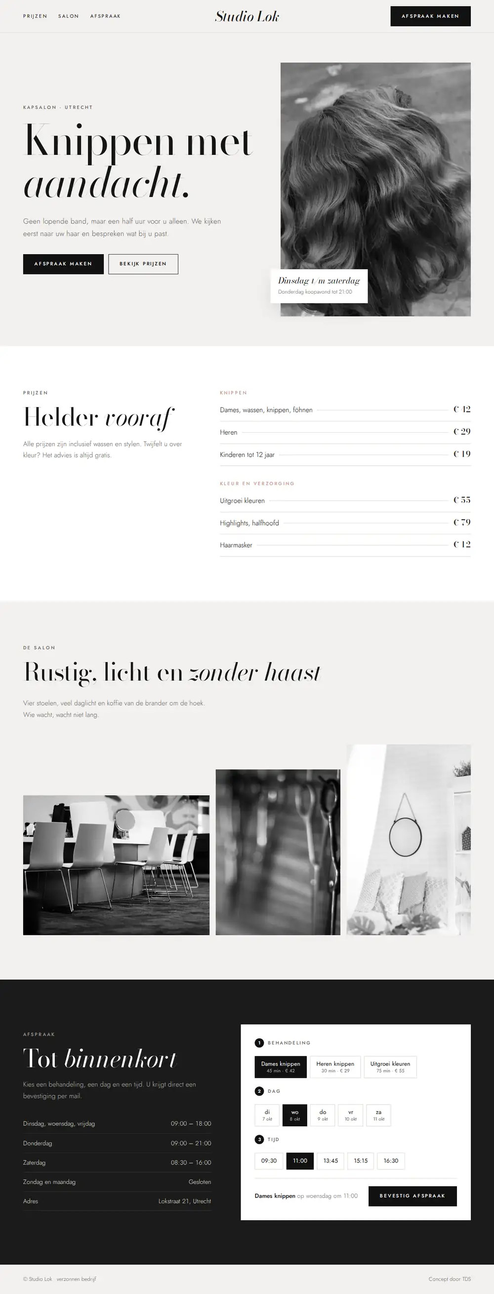 Volledige pagina van het ontwerp voor Studio Lok